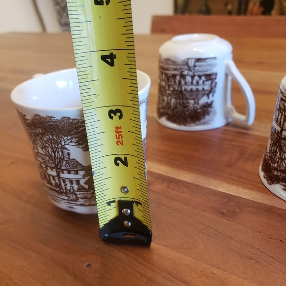 Set Of 4 Royal Staffordshire J & G Meakin Brown Transferware Cup Cattle Cottage - Picture 4 of 10